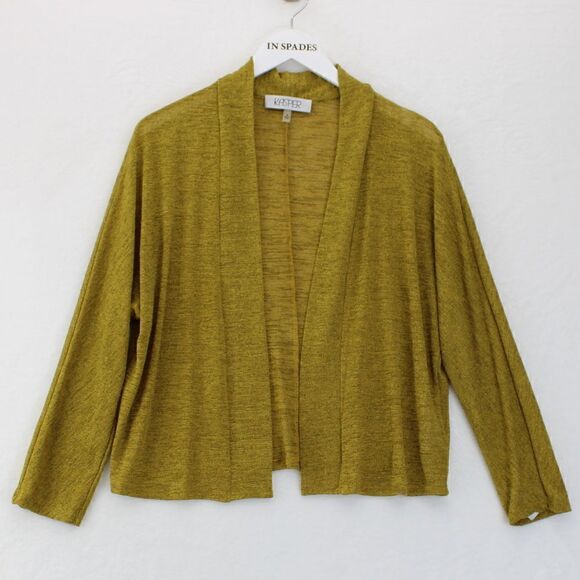 Kasper Open-Front Cardigan Golden Pear Black M - Picture 1 of 3